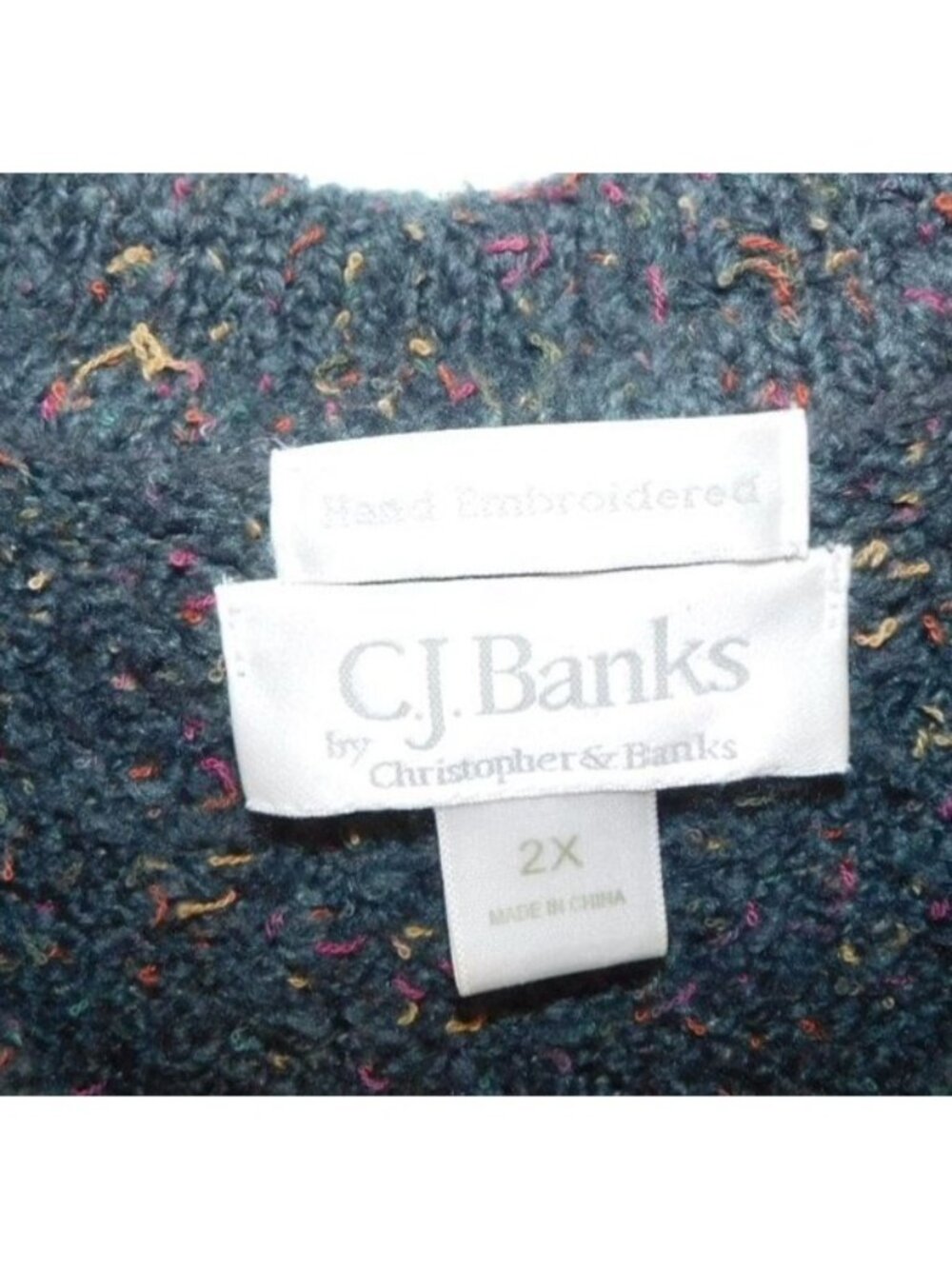 CJ Banks 2X Flecked Knit Zip Vest Whipstitch Trim Cabincore Grandmacore Cozy - Picture 2 of 3